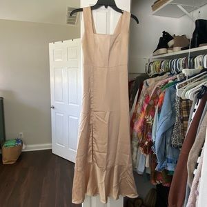 Show Me Your Mumu Claire Midi Dress Champagne Luxe Satin XS